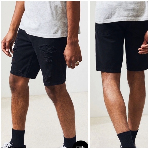 PacSun Black Ripped distressed Cotton Jean Shorts Waist 31 - Picture 3 of 12